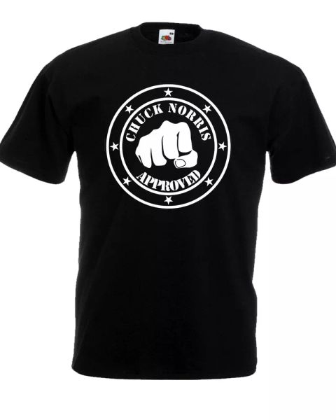 

t-shirt chuck norris approved walker, texas ranger black white cotton, White;black