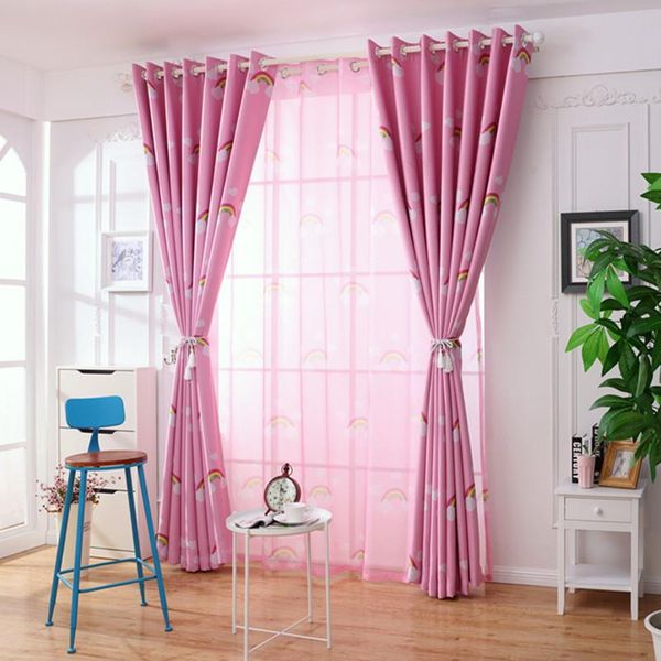 

curtain & drapes lovely style rainbow printed blackout curtains for children living room kitchen pink blue girl boys blinds finished