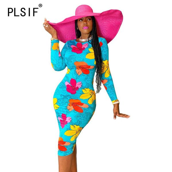 

women style beach dress long sleeve floral print elegant summer bodycon lady midi casual dresses, Black;gray
