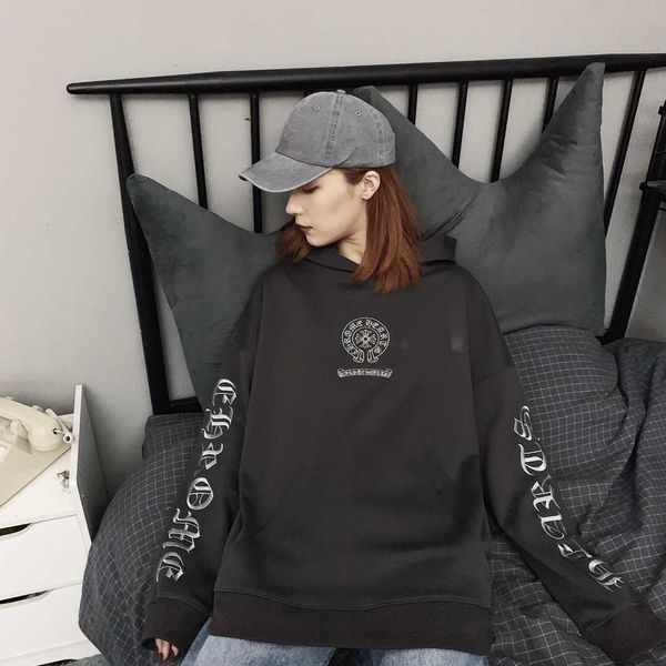 

brand hearts chrome hong ch chrome-hearts kong fashion kirin flower arm hooded crosin sweater embroidered cros, Black