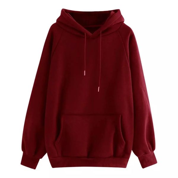 

women's hoodies & sweatshirts 2021 winter ladies'jersey with long sleeves hoodie pullover upper solid pocket, Black
