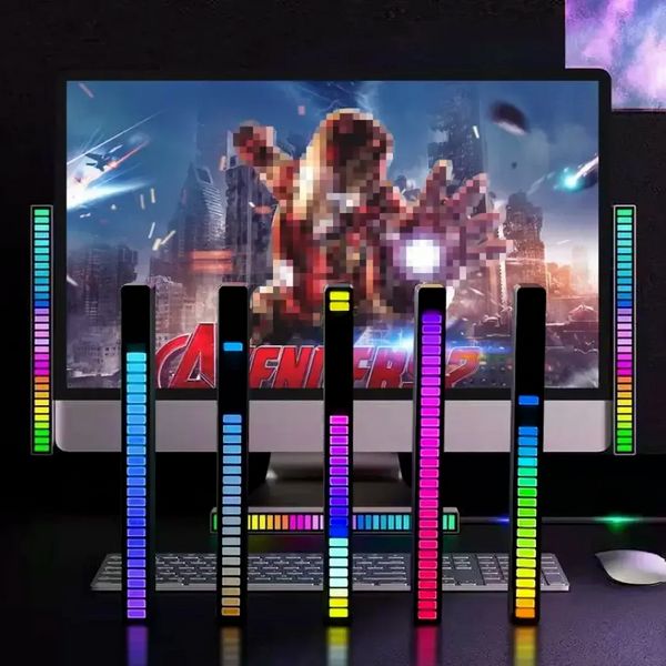 RGB activado por voz-activado pickup ritmo festa luz criativa controle de som colorido ambiente com indicador de nível de música de 32 bits indicador carro desktop led luz tik tok x2