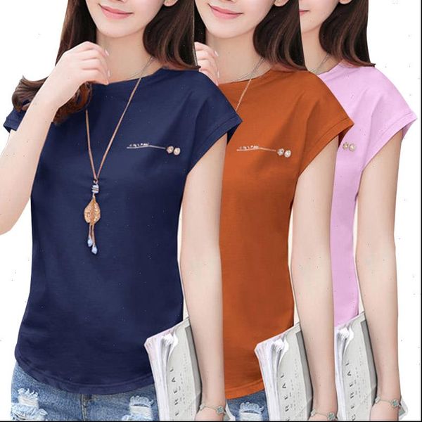 

female women t shirts shirt short sleeve summer cotton casual lady tee 19 color s 2xl, White