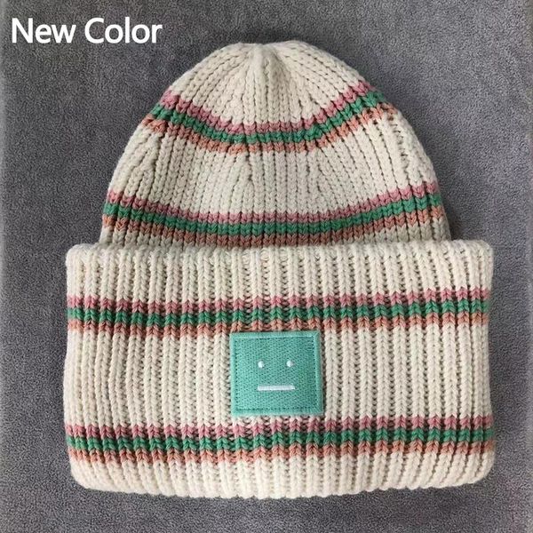 

beanies miling face beanie skull caps knitted cashmere eye warm couple lovers acne hats tide street hip-hop wool cap striped woolen hat