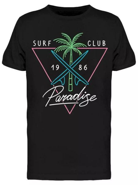 

surf club paradise 1986 neon tee men's -image by shutterstock, White;black