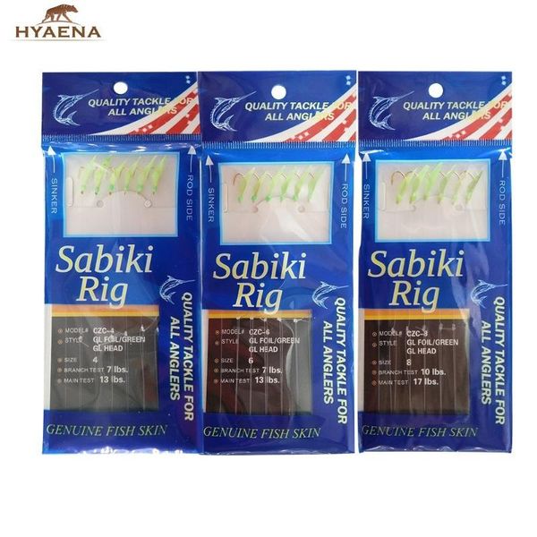 

hyaena 10pcs sea fishing sabiki rigs lures real fish skin with luminous beads quality tackle for all anglers hooks