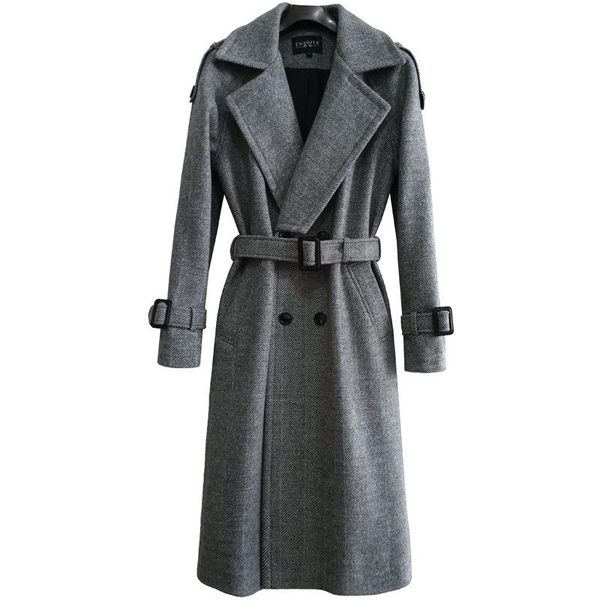 

chaojue herringbone overcoat men's wool in autumn and winter of 2021 & blends, Black