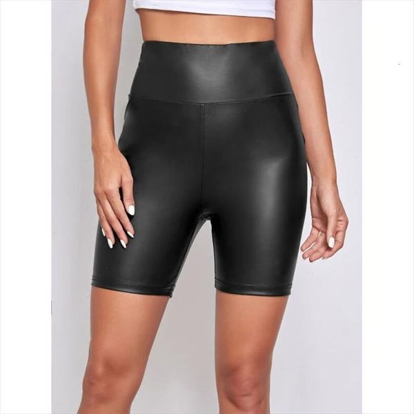 

wide waistband leather look poledance womens shorts mujer, White;black