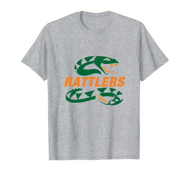 

rattlers t-shirt, orange and green florida style, White;black