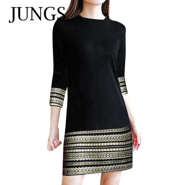 

women vintage dress o-neck elegant splice work attendance long sleeves simplicity casual wear above knee dresses sukienka, Black;gray