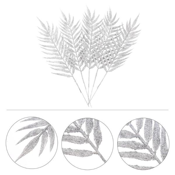 

decorative objects & figurines 5pcs christmas glitter leaves artificial tree decoration