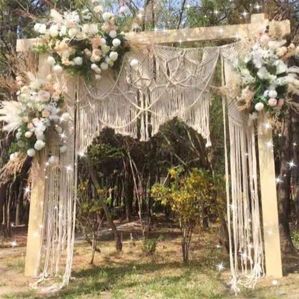 

180*200cm handmade cotton macrame wedding backdrop curtain bohemia tassel art wall hanging tapestry headboard wall hanging
