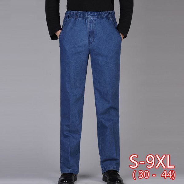 

men's jeans streetwear pants trousers european fashion loose straight casual denim plus size 5xl mens male man pencil slim plaid trd0, Blue
