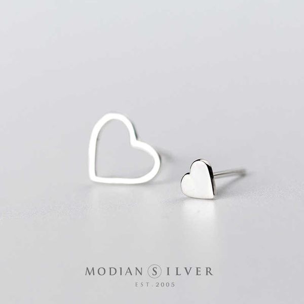 

romantic hollow out hearts silver stud earrings for women cute charm girl anit-allergy 925 sterling jewelry bijoux 210707, Golden;silver