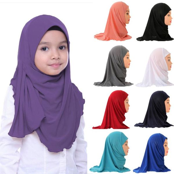 

ethnic clothing muslim girls kids hijab islamic scarf shawls no decoration soft and stretch material for 2 to 7 years old wholesale 50cm, Red
