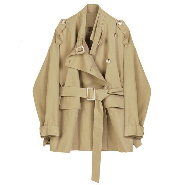 

women's trench coats casual coat for women fashion single breasted long solid color loose windbreaker autumn lady outerwear l3ek, Tan;black