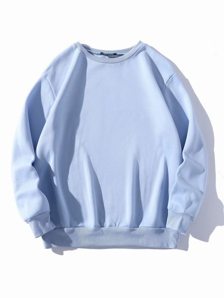 

1pc solid crew neck sweatshirt a8hi#, White;black