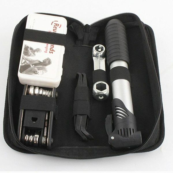

tools bicycle tool bag multi-function folding tire repair kits multifunctional kit set with pouch pump for bike