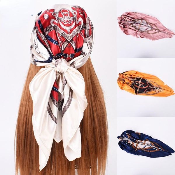 

scarves rope flower 90 square scarf female wholesale headband, Blue;gray