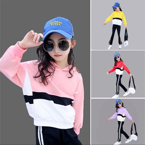 

clothing sets girl autumn spring sports clothes teen costume outfit suit kids tracksuit set sweater tracks casual, White