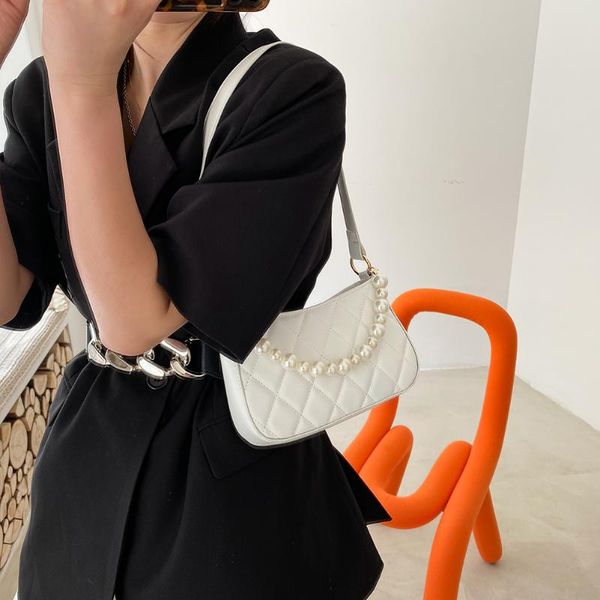 

evening bags pearl handle design pu leather shoulder for women 2021 stone pattern bag female travel handbags