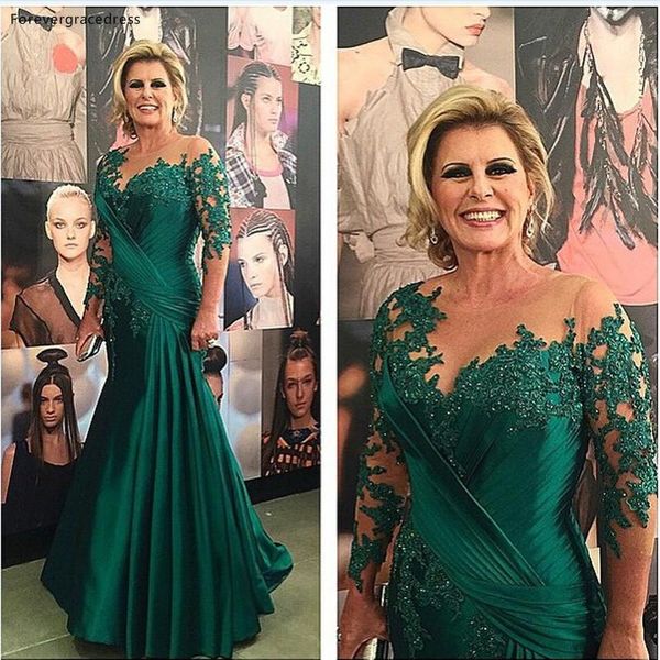 

party dresses green lace long sleeves evening dress custom make mermaid formal mother of the bride gown, White;black