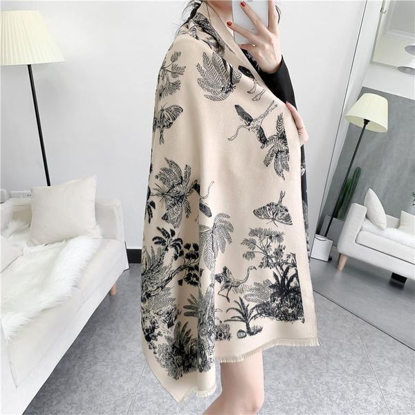 

scarves 2021 winter scarf women soft cashmere warm pashmina foulard zoo print wraps thick long shawls, Blue;gray