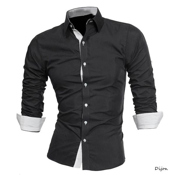 

men's dress shirts 1588 men's shirt long sleeve slim fit casual black clothing plus size, White;black