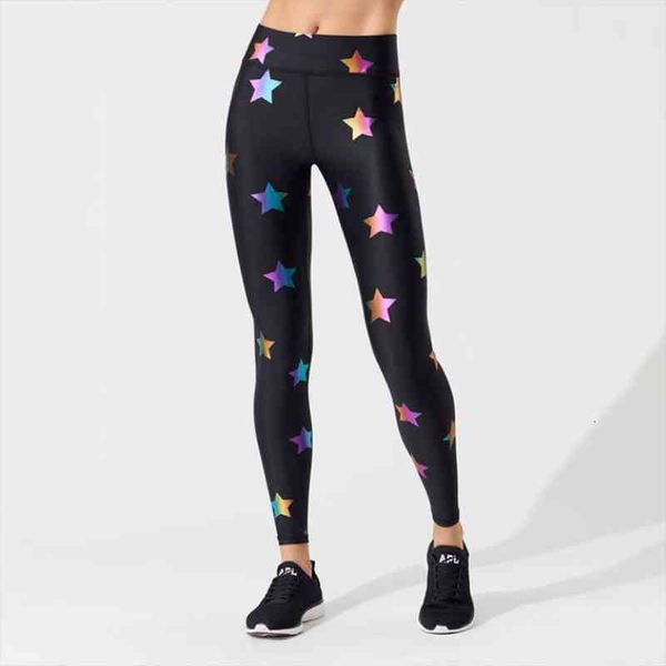 

fashion colored stars pattern women legging digital printed skinny breathable gifts for ladies, Black
