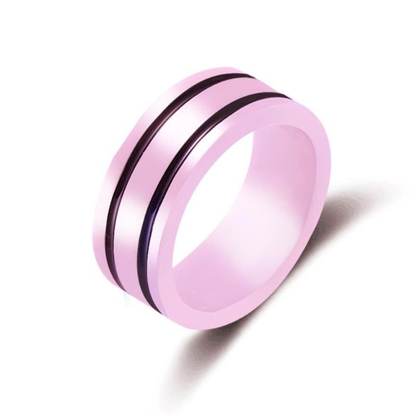 

wedding rings 8mm light pink 2 row black beautiful hand cut ceramic ring for woman jewelry without scratches, Slivery;golden