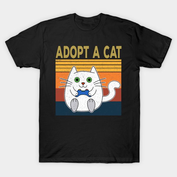

funny adopt a cat black t-shirt size s-5xl, White;black