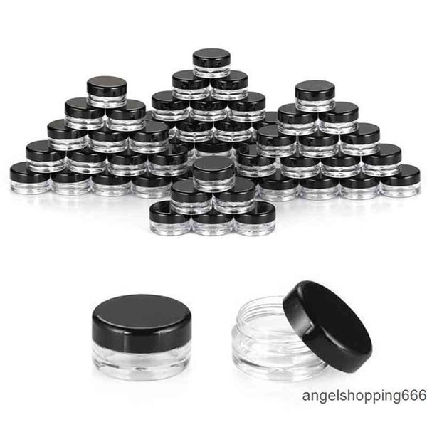 

ip balm containers 3g/3m clear round cosmetic pot jars with black clear white screw cap ids and small tiny 3g bottle s 1