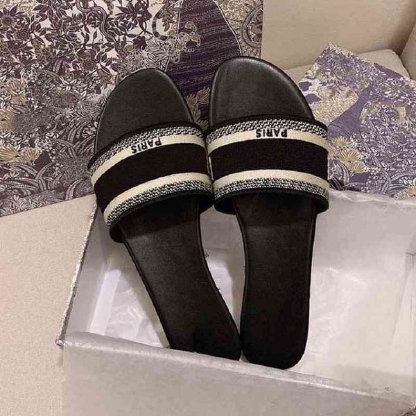 

quality pedicure slipper women sandal summer leather slippers mesh stitching shoes all-match stylist metal square toe sandals lambskin flip, Black