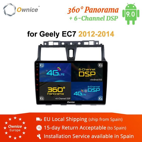 

player ownice dsp 360 panorama k2 k5 k6 android 9.0 car dvd for geely ec7 2014 - 2021 radio tape recorder gps navigation 2g 4g lte