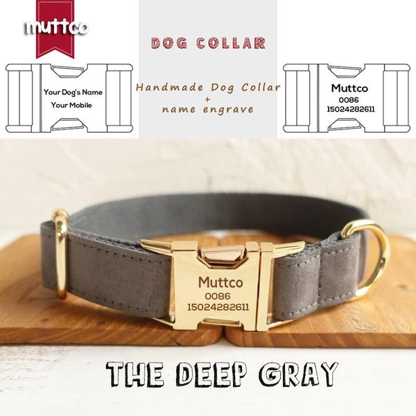 

dog collars & leashes muttco engraved collar retailing handmade the deep gray poly satin and nylon grey leash 5 sizes udc025