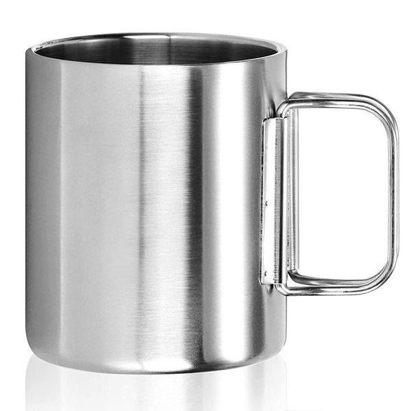

water bottle stainless steel coffee mug - 350 ml drinking cup with folding handle insulating
