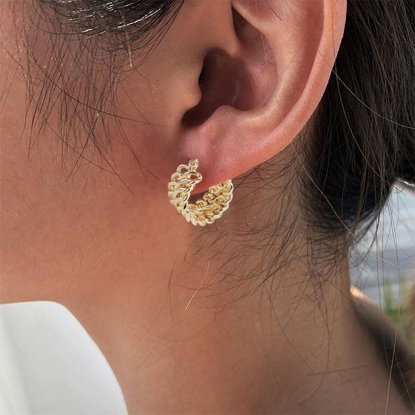 

dangle & chandelier 1pairs korean vintage fashion design metal gold twist hoop earrings for women girl daily personality jewelry accessories, Silver