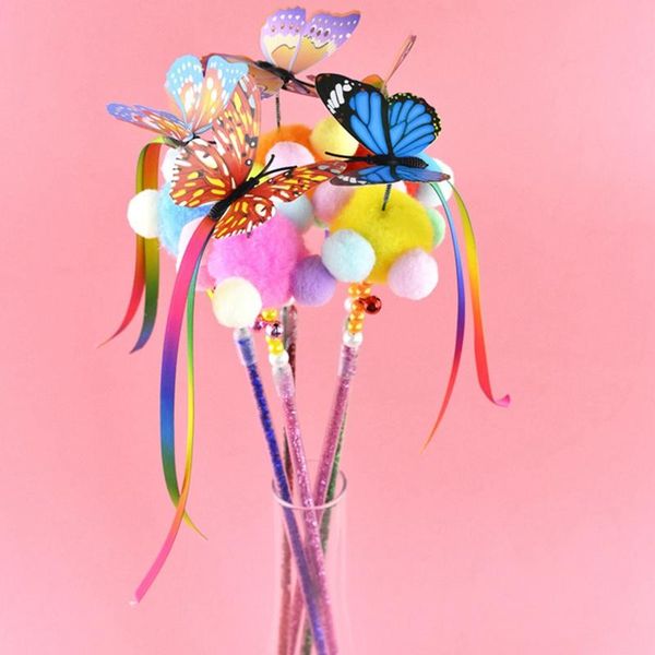 

cat toys 3pcs butterfly wand interactive plastic tassel rod toy dog teaser cats stick scratch dorakitten