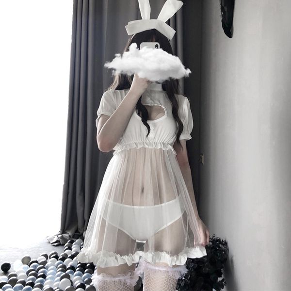 

anime kawaii bunny girl japanese maid lingerie cosplay costume rabbit schoolgirl erotic outfit for woman sweet gift, Black;white
