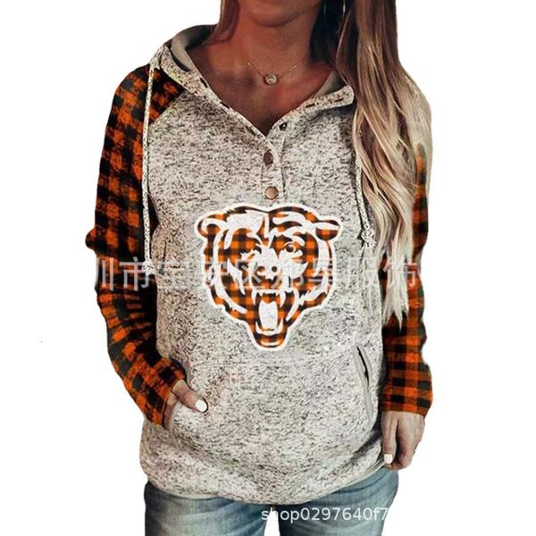 

2021 winter printed hooded long sleeve fleece women's sweater, Black