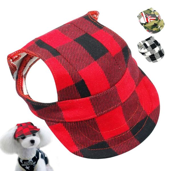 

dog apparel pet cap small dogs summer canvas with ear holes baseball sport hat puppy outdoor headwear accessories