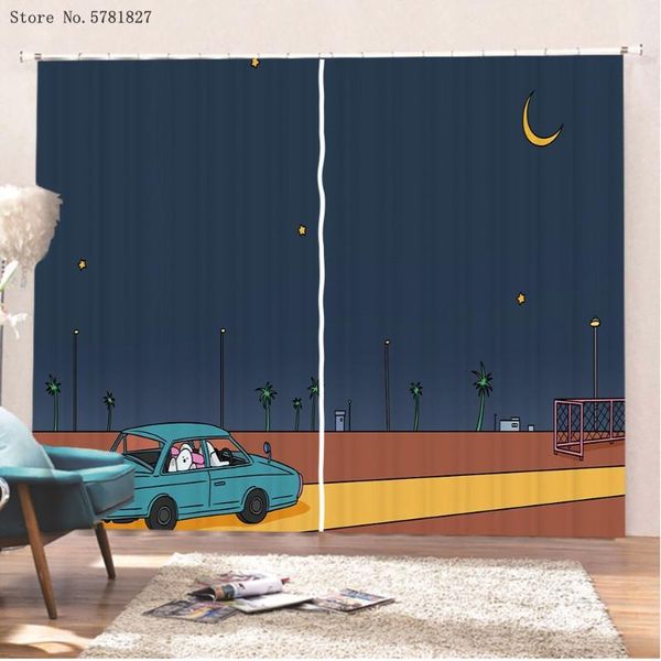 

anime cartoon window curtains 2 panels artistic treatments 3d print for living room drapes home curtain decoration