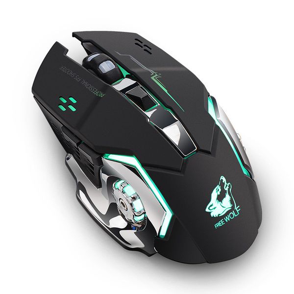 

liberty wolf x8 wireless charging gaming mouse silent luminous mechanical mouse 6-button seven-color breathing light 2.4g wireless technolog