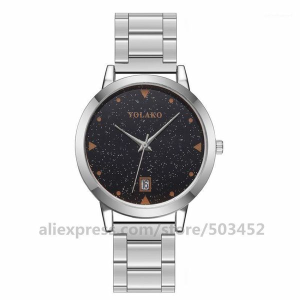 

wristwatches 100pcs/lot yolako watch simple starry sky gift bracelet dress relogio feminino stainless steel wristwatch horloges vrouwen, Slivery;brown