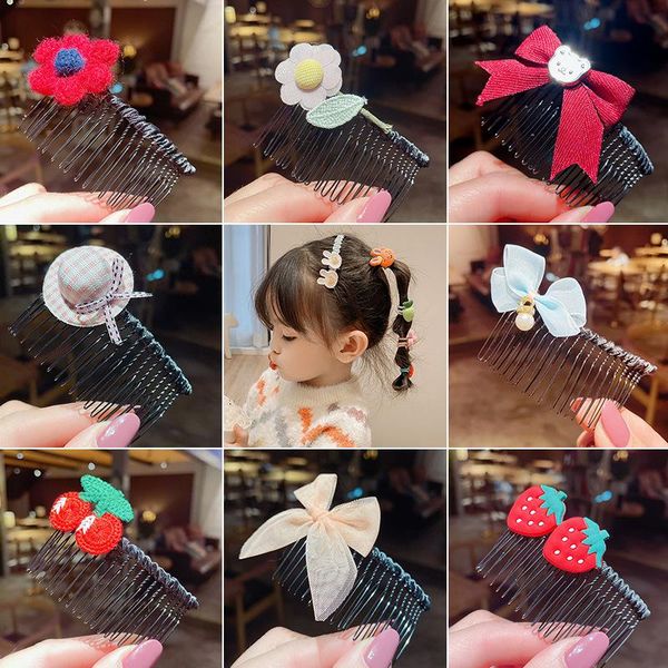 

hair accessories children cartoon comb cute colorful flower fruit combs kids sweet clips headband hairpin fashion, Slivery;white