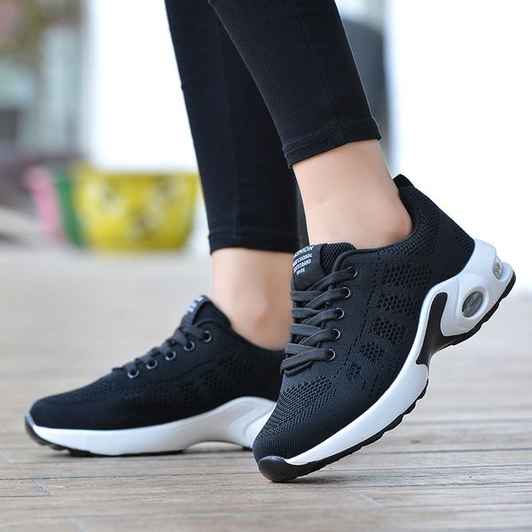 

large women's shoes korean fashion casual rocking breathable flying woven mesh low air bag bottom dancing sports running