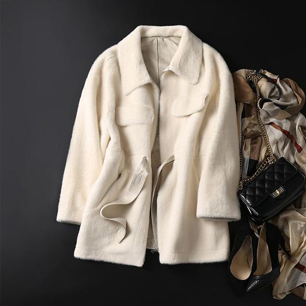 

women's fur & faux autumn winter coat women mid-length oversize jacket female thick warm plush outwear c-213 gcp1, Black