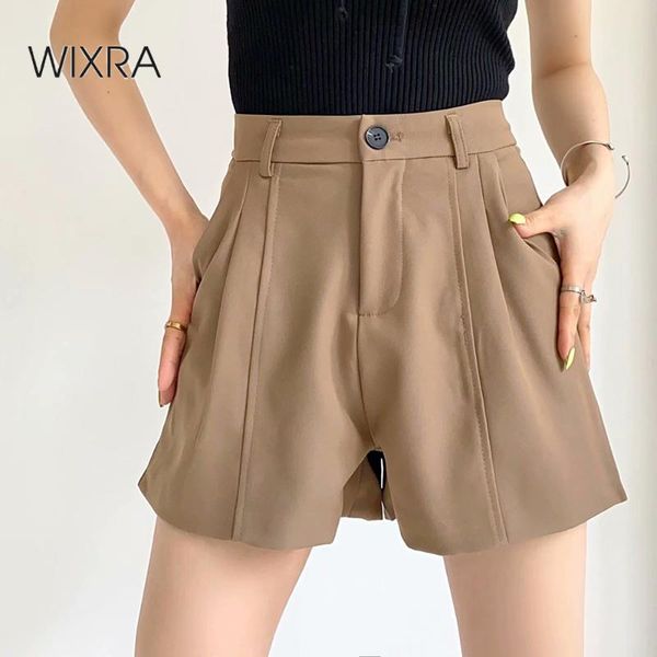 

women's shorts wixra women elegant pockets high waist solid all match stylish ol style streetwear for female summer, White;black