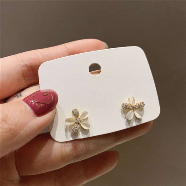 

cat's crystal zircon flower earrings net red temperament simple small fashion