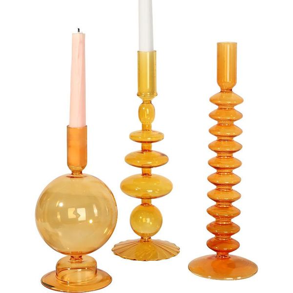 

candle holders nordic orange glass taper holder creative home decor wedding party dinner candlelight decoration living room candlestick